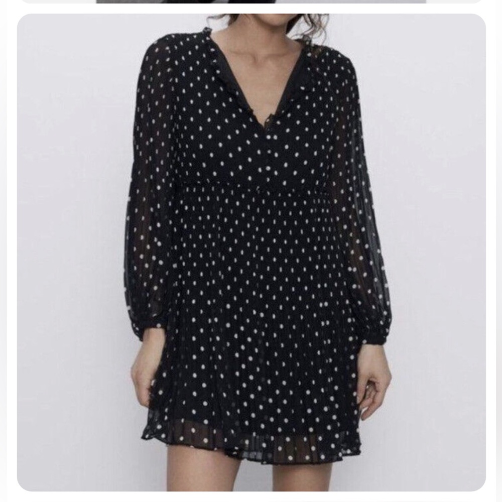 Zara Pleated Babydoll Mini Dress